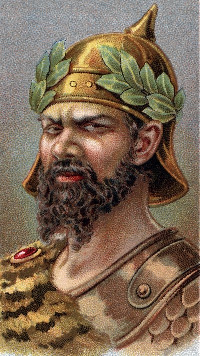 Retrato de Atila el Huno (c.406-453) - De la serie “Líderes de Hombres” - Cromolitografía - Escuela Inglesa, siglo XX de English School