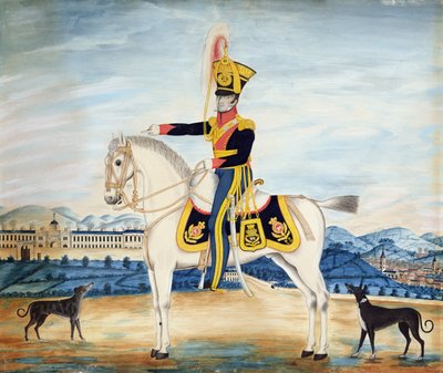 Retrato del Capitán William Manfull en uniforme militar completo, 1822 de English School