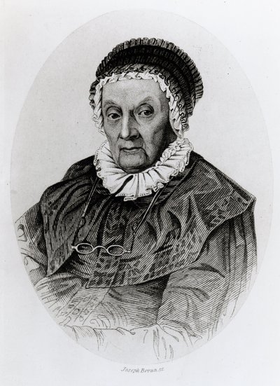 Retrato de Caroline Herschel (1750-1848) a la edad de 92 años, grabado por Joseph Brown de English School