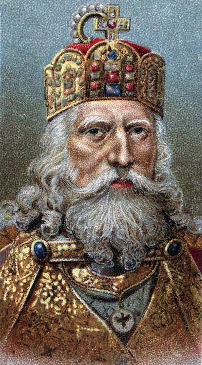 Retrato de Carlomagno (742-814), Rey de los Francos - De la serie "Líderes de Hombres" de English School