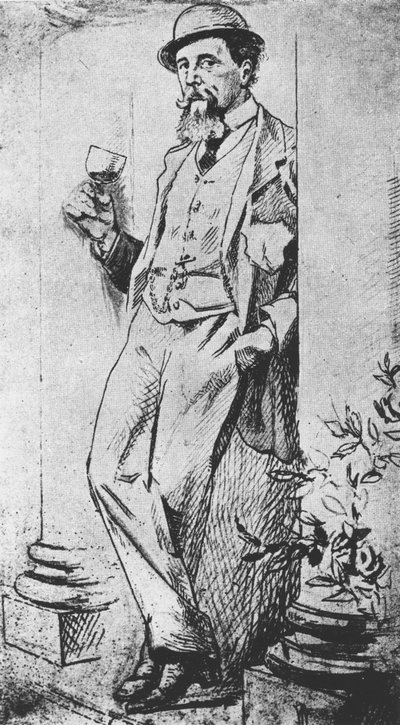 Retrato de Charles Dickens (1812-70), de Drinking with Dickens escrito por Cedric Charles Dickens de English School