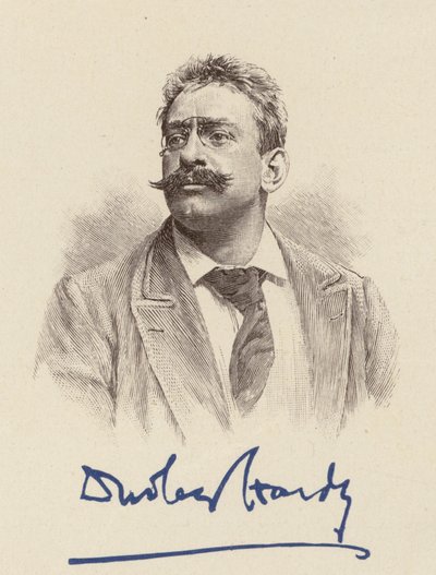 Retrato de Dudley Hardy, caricaturista (litografía en color) de English School