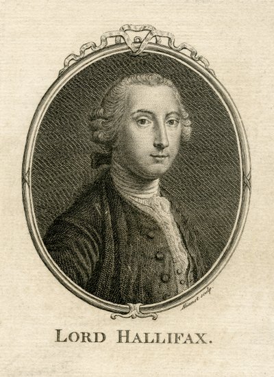 Retrato de George Montagu Dunk, 2º Conde de Halifax, grabado por Aliamet de English School