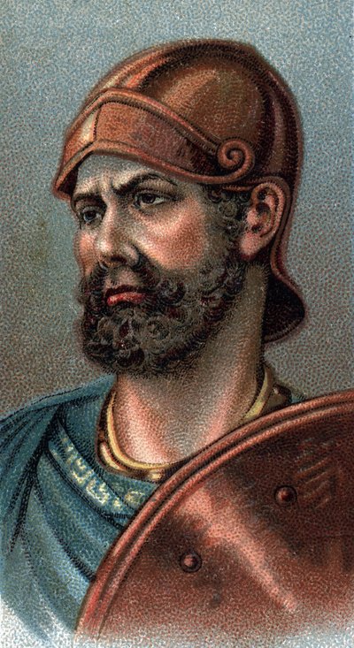 Retrato de Aníbal Barca - Retrato de Aníbal o Aníbal Barca (ca. 247-183 a.C.), General y estadista cartaginés - De la serie “Líderes de Hombres” - Cromolitografía - Escuela Inglesa, siglo XX de English School