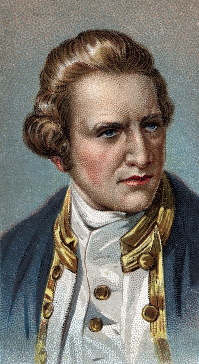 Retrato de James Cook - Retrato de James Cook (1728 - 1779), navegante británico - De la serie “Líderes de Hombres” - Cromolitografía - Escuela Inglesa, siglo XX de English School
