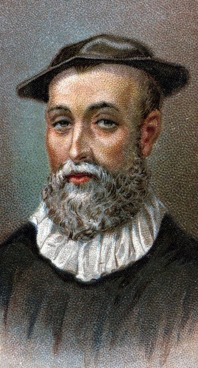 Retrato de John Knox (1514-1572), sacerdote escocés, líder de la Reforma Protestante en Escocia - De la serie "Líderes de Hombres" de English School