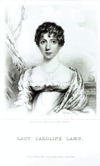 Retrato de Lady Caroline Lamb (1785-1828) grabado por Henry Meyer de English School