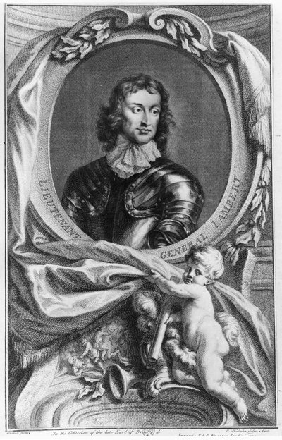 Retrato del Teniente General John Lambert (1619-83) grabado por Jacobus Houbraken (1698-1780) de English School