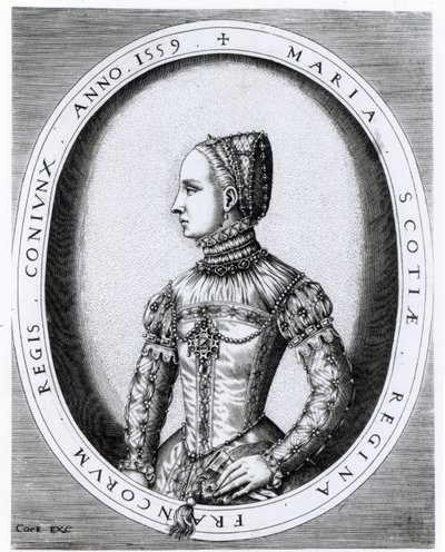 Retrato de María Reina de Escocia (1542-87) grabado por Hieronymus Cock (c.1510-70) 1559 de English School