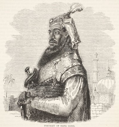 Retrato de Nana Sahib, ilustración de la Historia Ilustrada de Inglaterra de Cassell de English School