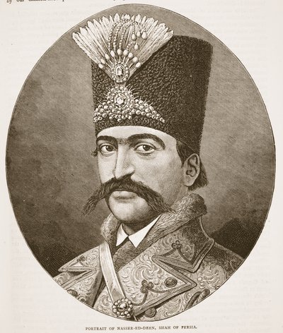 Retrato de Nasser-ed-Deen, Shah de Persia, ilustración de la Historia Ilustrada de Inglaterra de Cassell de English School