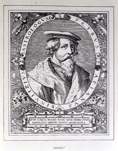 Retrato de Petrus Apianus (1501-52) de La narrativa y la historia crítica de América, editada por Justin Winsor, Londres, 1886 de English School