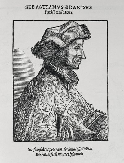 Retrato de Sebastian Brant (c.1458-1521) de The Narrative and Critical History of America, editado por Justin Winsor, Londres, 1886 de English School