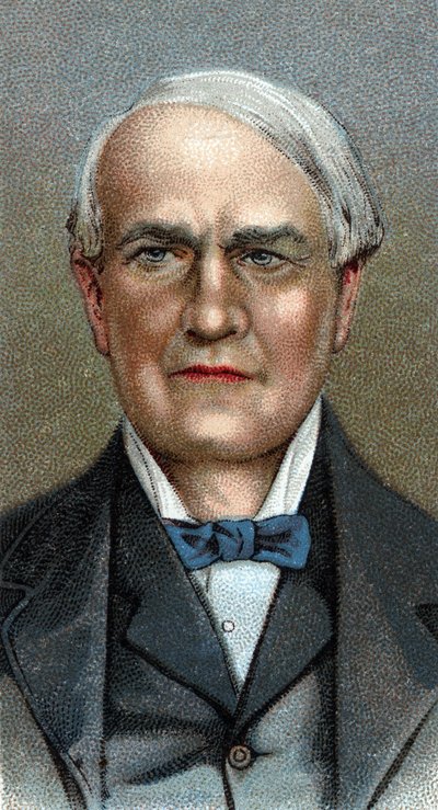 Retrato de Thomas Alva Edison - Inventor estadounidense - De la serie “Líderes de Hombres” - Cromolitografía - Escuela Inglesa, siglo XX - de English School