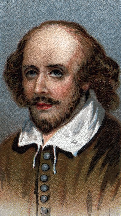 Retrato de William Shakespeare, dramaturgo inglés - De la serie "Leaders of Men" - Cromolitografía - Escuela Inglesa, siglo XX de English School