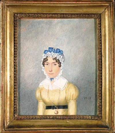 Retrato de una dama con un relicario dorado, 1823 de English School