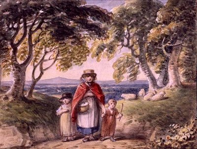 Retrato de una Mujer y Dos Niños en un Paisaje Boscoso, c.1820 de English School