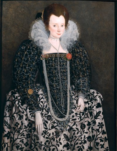 Retrato de una mujer, tradicionalmente identificada como Mary Clopton (nacida Waldegrave) de Kentwell Hall, Suffolk, c.1600 de English School