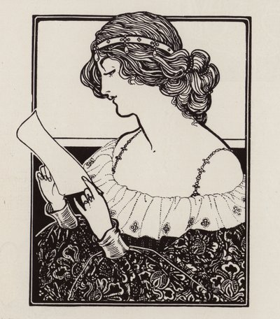 Retrato de una mujer leyendo una carta (lito) de English School