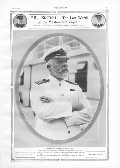 Retrato y homenaje al comandante Edward J. Smith, capitán del transatlántico de la White Star Line RMS Titanic, de The Sphere, 27 de abril de 1912 de English School