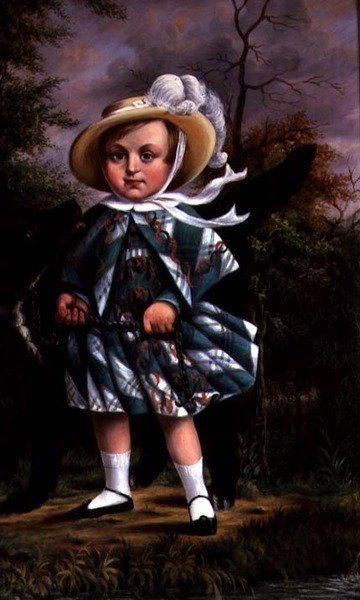 Retrato de un niño con un perro negro, c.1830 de English School