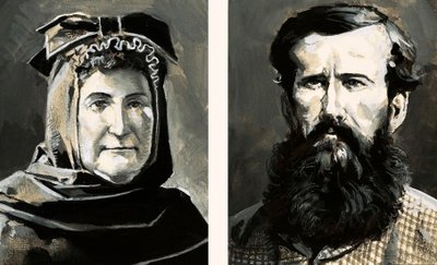 Retratos de Richard Burton y su esposa, Isabel (gouache sobre papel) de English School