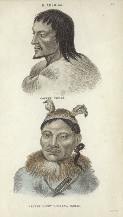 Retratos de un indio Cobre y un indio de las Montañas Rocosas de English School
