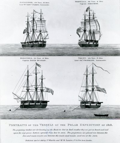 Retratos de los barcos de la expedición polar de 1818 (grabado) de English School