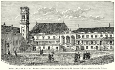 Aprendizaje del portugués. - Universidad de Coimbre (grabado) de English School