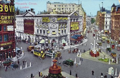 Tarjeta postal que representa Piccadilly Circus c.1928 de English School