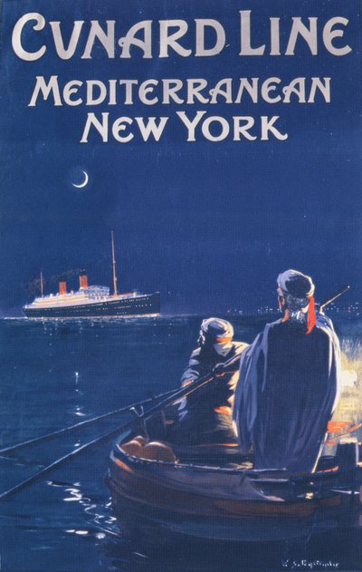 Póster publicitario de la Cunard Line de English School