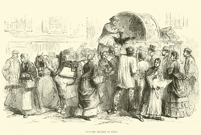Vendedores de aves de corral en París, octubre de 1870 de English School