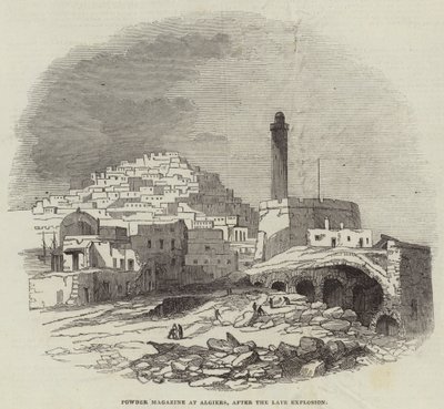 Polvorín en Argel, después de la última explosión (grabado) de English School