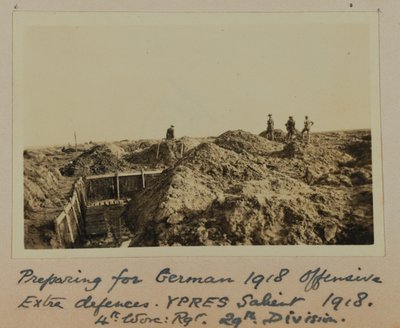 Preparativos para la ofensiva alemana de 1918, defensas adicionales, Saliente de Ypres 1918, 4º Worc: Rgt. 29ª División de English School