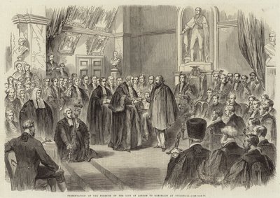 Presentación de la libertad de la Ciudad de Londres a Garibaldi en Guildhall de English School