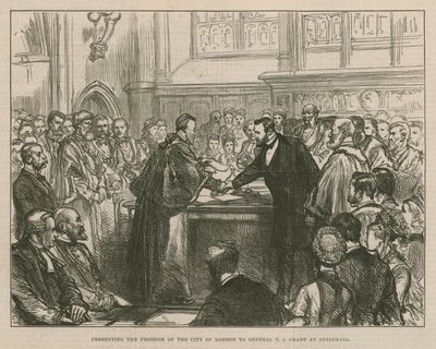 Presentación de la libertad de la Ciudad de Londres al General U S Grant en Guildhall de English School