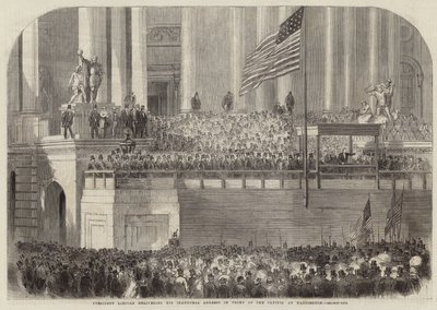El presidente Lincoln pronunciando su discurso inaugural de English School