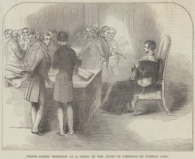 El Príncipe Alberto presidiendo un Tribunal del Ducado de Cornualles el Martes Pasado (grabado) de English School