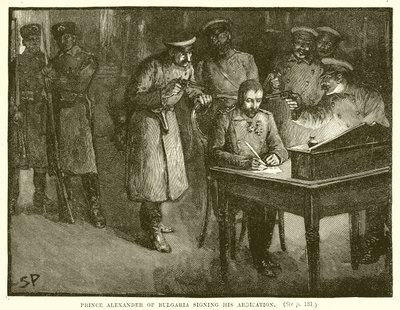 El Príncipe Alejandro de Bulgaria Firmando su Abdicación de English School