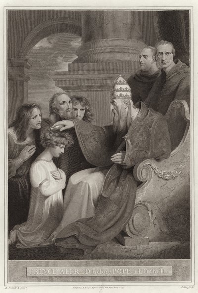 El príncipe Alfredo ante el Papa León III de English School