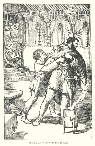 El príncipe Arturo y su carcelero (litografía) de English School