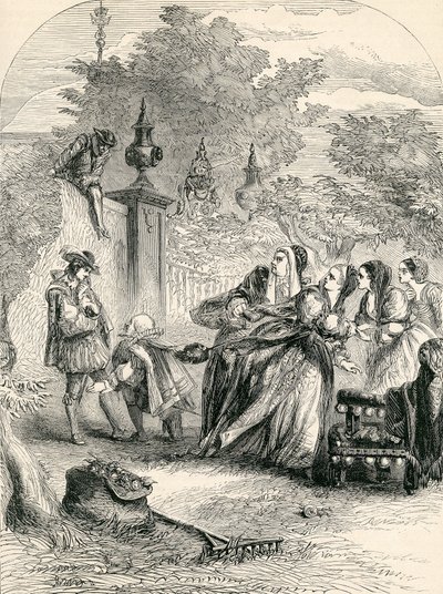 El príncipe Carlos sorprendiendo a la infanta en el huerto, siglo XIX de English School