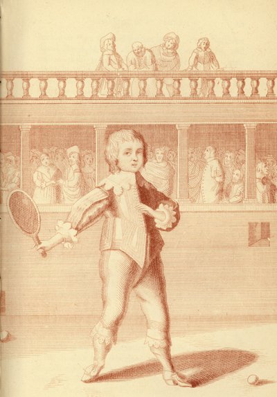 Príncipe James, duque de York, jugando al tenis de English School