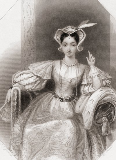 Princesa Catalina de "El rey Enrique V" de William Shakespeare, ilustración de la "Galería Shakespeare", c.1840 (grabado) de English School