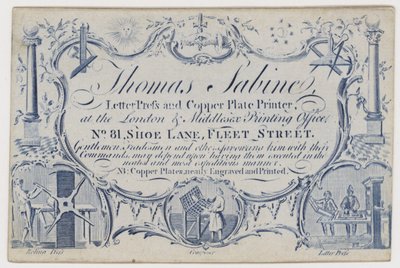 Impresor, Thomas Sabine, tarjeta comercial de English School