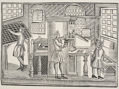 Oficina de impresión, c.1710 de English School