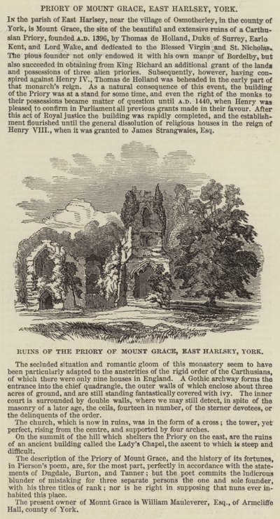 Priorato de Mount Grace, East Harlsey, York de English School