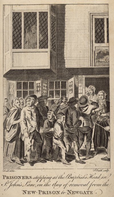 Prisioneros deteniéndose en el Baptists Head en St Johns Lane de English School