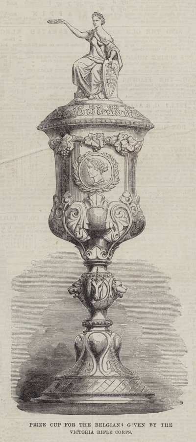 Copa de Premio para los Belgas dada por el Cuerpo de Rifles Victoria de English School