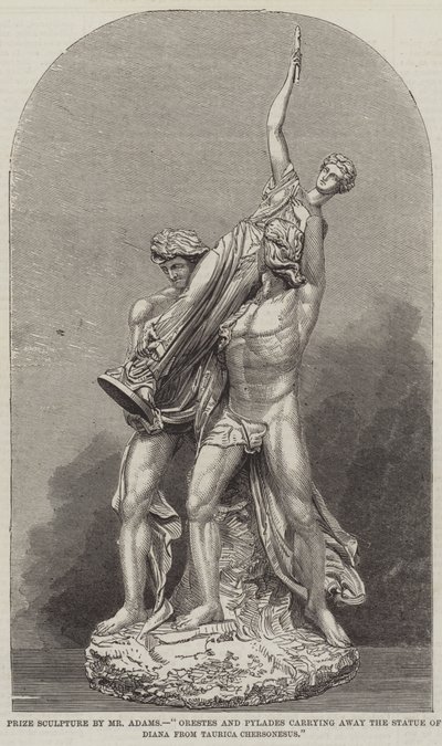 Escultura premiada por el Sr. Adams, "Orestes y Pílades llevando la estatua de Diana de Taurica Chersonesus" de English School